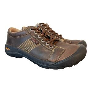 KEEN Men’s Brown Leather Oxford Shoes Size 9 Casual Hiking Walking Low Top